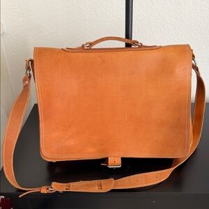 Classic Tan Leather Messenger Bag